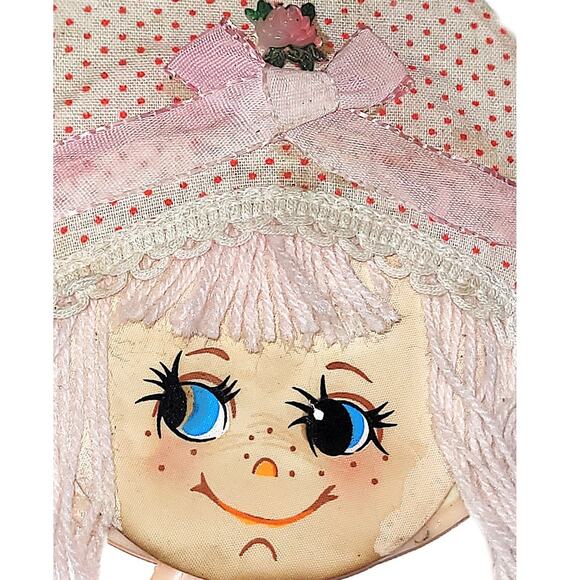 10" Vintage Childs Doll Face Hand Held Mini Doll Mirror - Picture 3 of 6